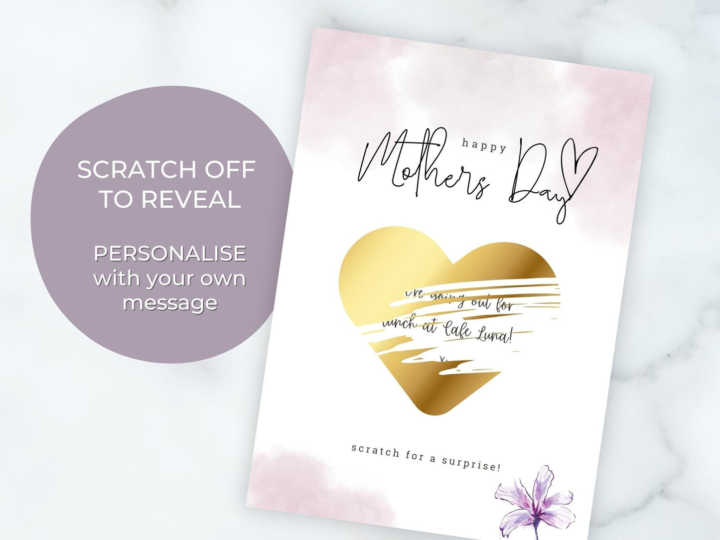 Mother's Day Scratch To Reveal Card | Personalised Surprise Mothers Day | Concert | Cinema | Spa Day | Afternoon Tea | Meal | Gift for Mum