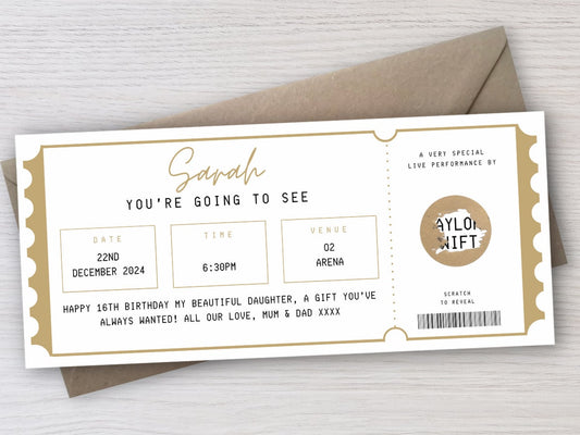 Personalised Surprise Event Ticket | Show Gift Voucher | Date Night | Birthday Gift Ticket | Birthday Gift Voucher | Theatre Ticket |Concert