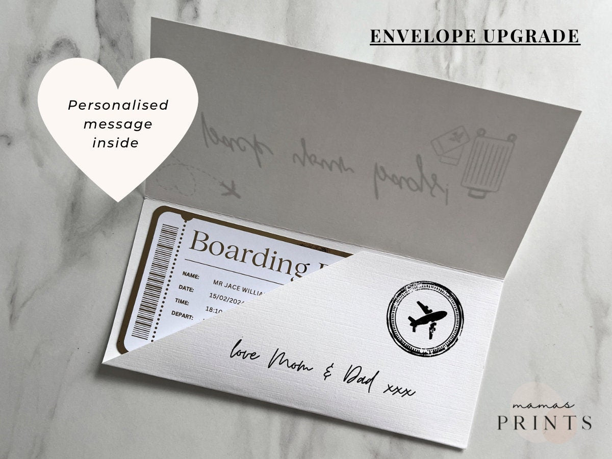 Personalised Boarding Pass Scratch Card – Surprise Holiday Reveal, Fake Plane Ticket, Hen Party/Stag Gift, Custom Travel Voucher, Christmas