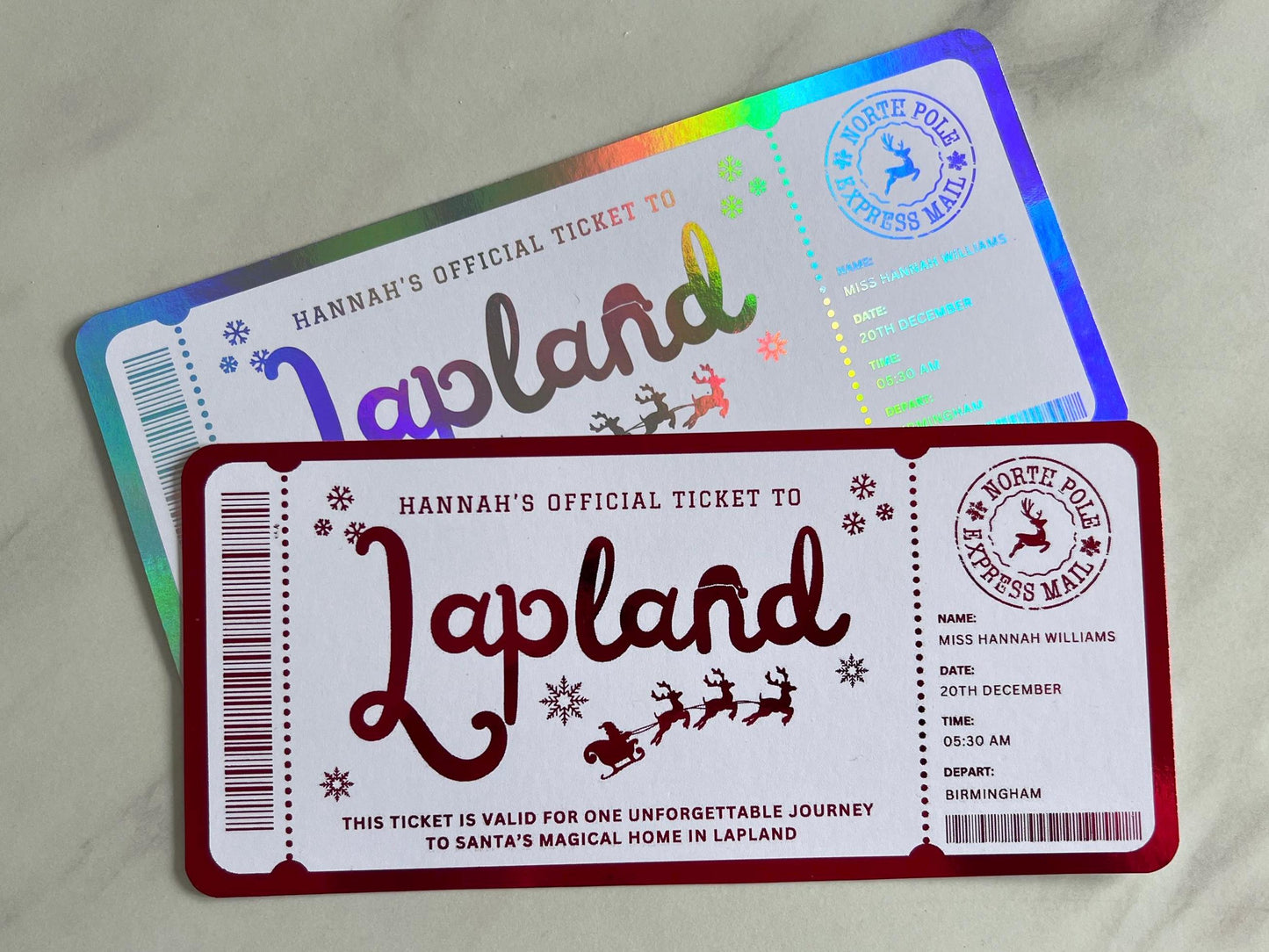 Personalised Christmas Lapland Ticket | Foil Boarding Pass Gift | Customisable Santa Surprise | Christmas Gift for Kids