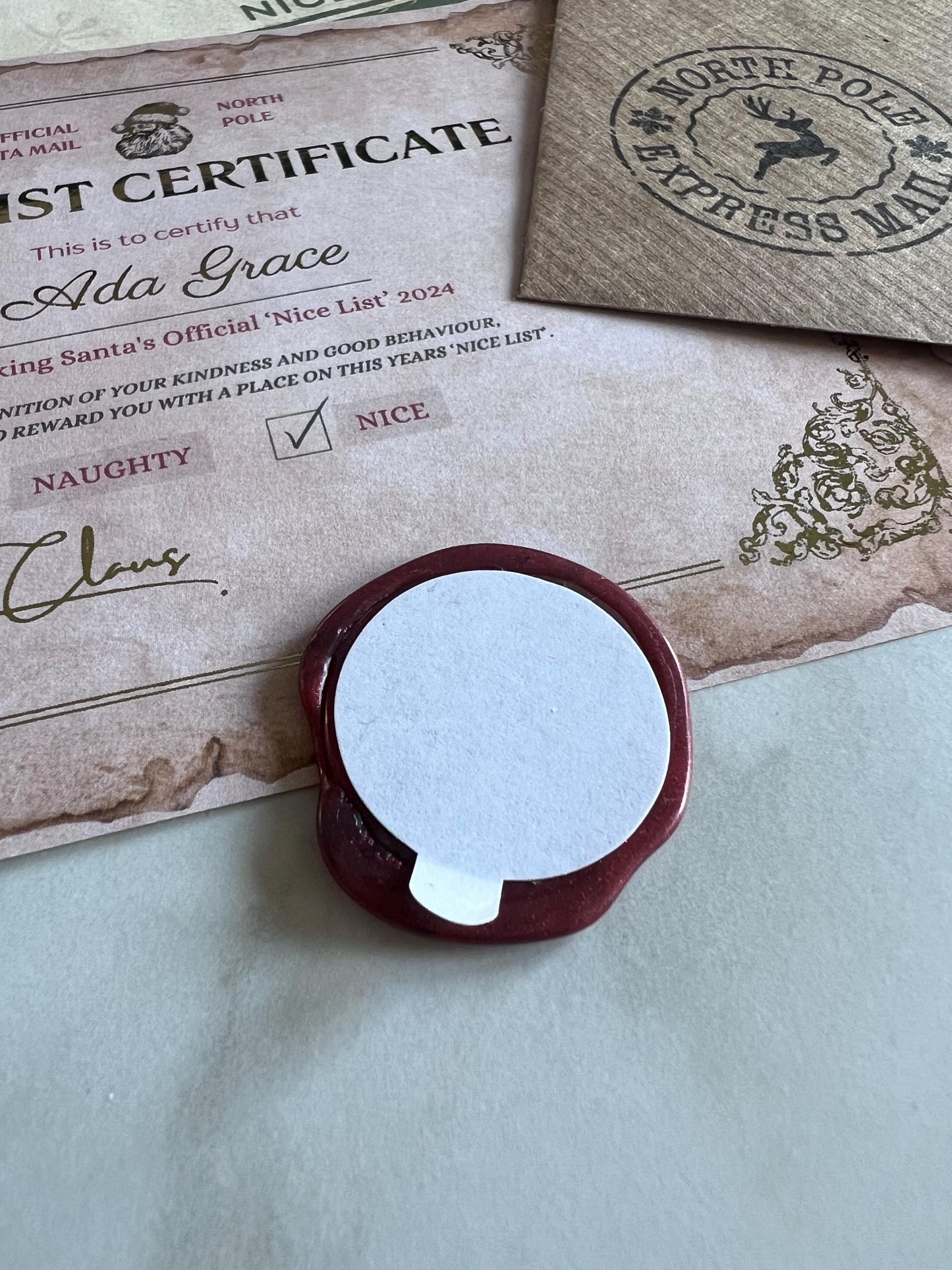 Personalised Santa Letter & Nice List Certificate | Christmas Gift Pack with Wax Seal | Father Christmas Envelope