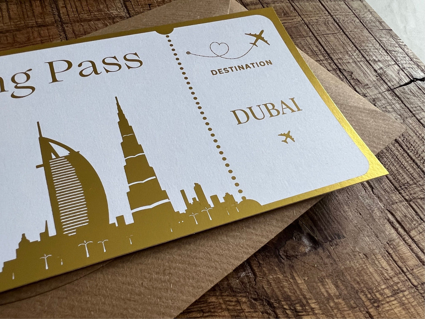 Dubai Personalised Foil Boarding Pass | Personalised Surprise Holiday Ticket | Holiday Surprise | Vacation | Birthday, Anniversary Gift